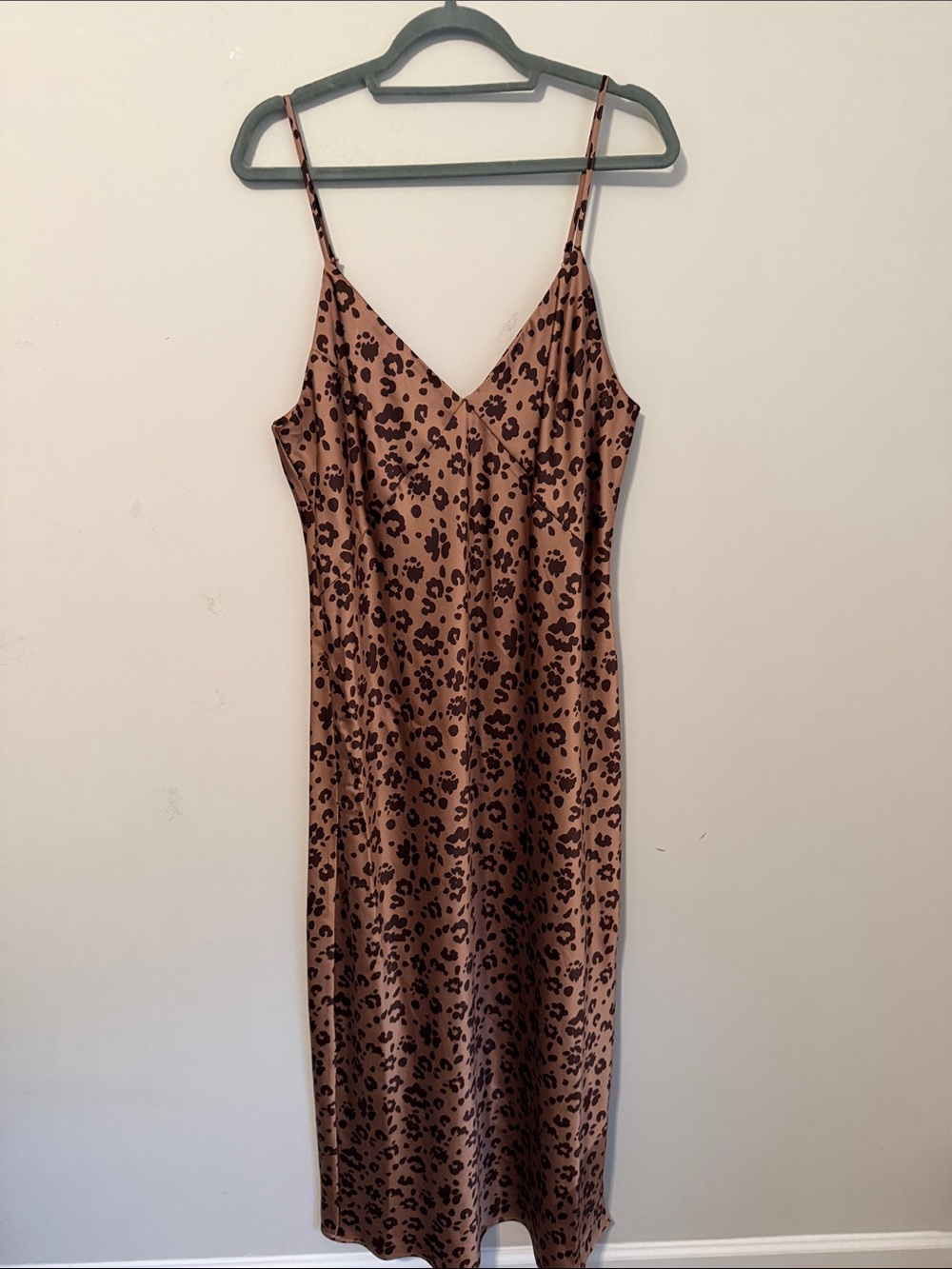 A New Day Satin Midi Slip Dress Y2K Leopard